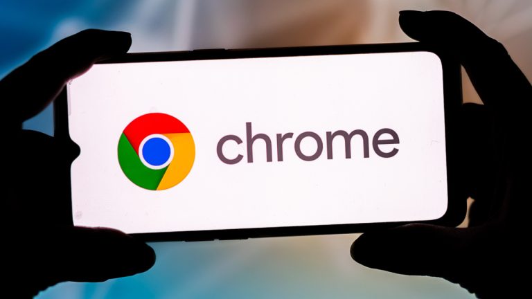 In this photo illustration a Google Chrome logo seen